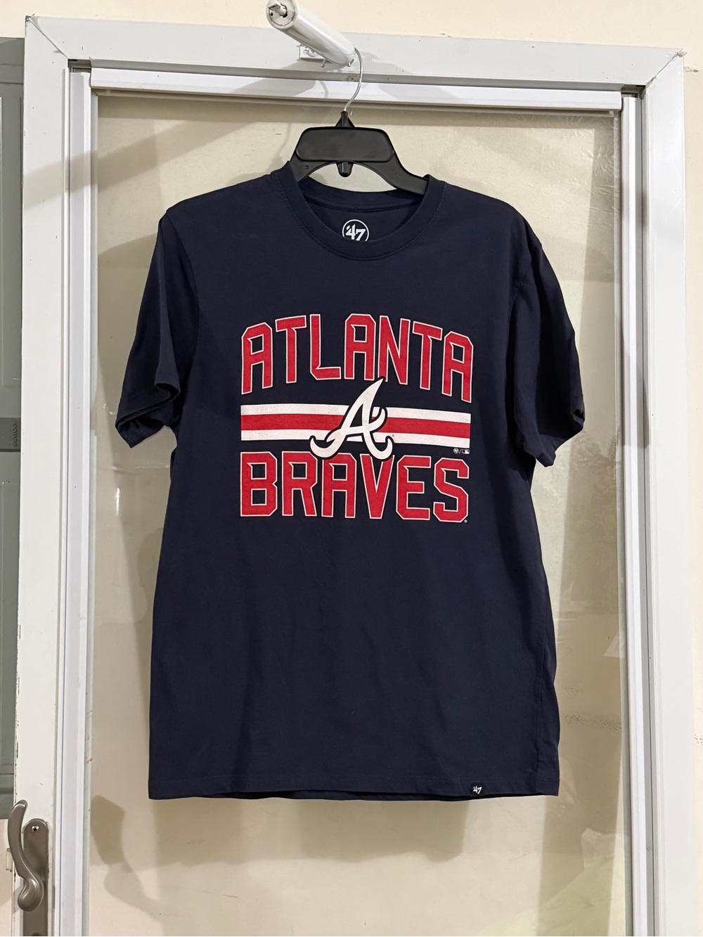 47 Brand Atlanta Braves Navy Red and White Logo Tee